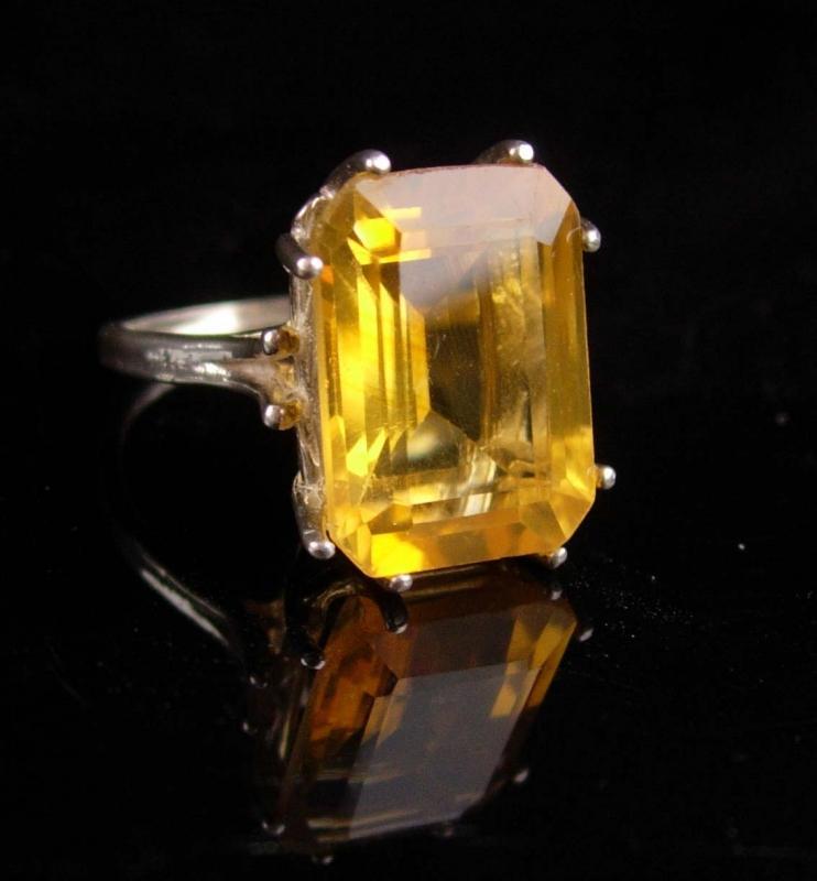 10CT Imperial Citrine ring / huge ring / size 6 1/2 / sterling cocktail ring / 13th 17th anniversary November gemstone sagittarius scorpio