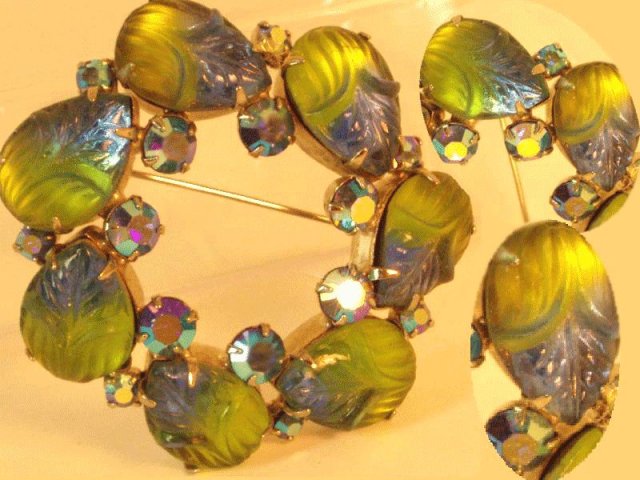 Vintage Glowing HUE FRUIT salad AB Foil Brooch 