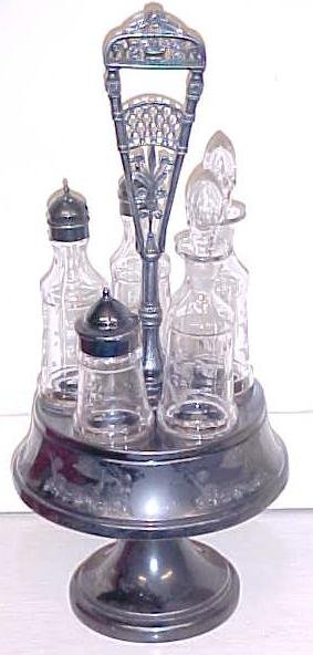 Aurora Cruet Canister Set Ornate Quadruple Silver Plated