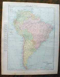 Antique Map Cuba West Indies South America 1912