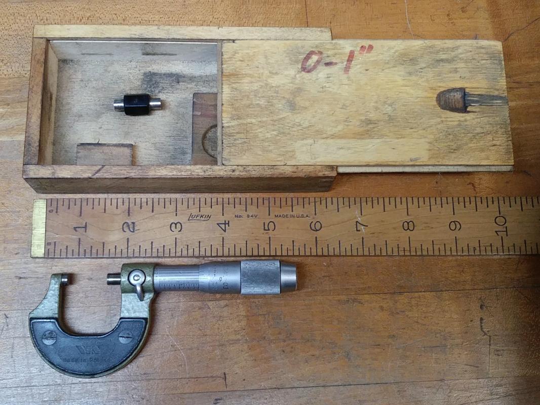 Micrometer 0-1 inch Wooden Box .0001 inch