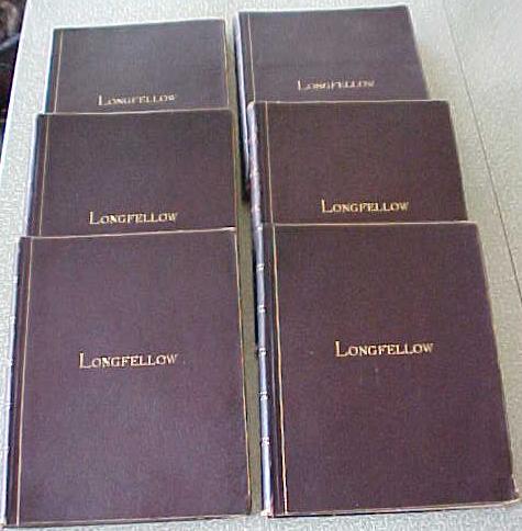 Longfellow Poetical Works 6 Vols 1881 Leather