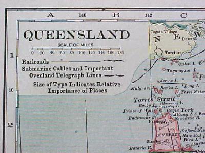 Antique Map New South Wales Victoria Tasmania Queensland 1905