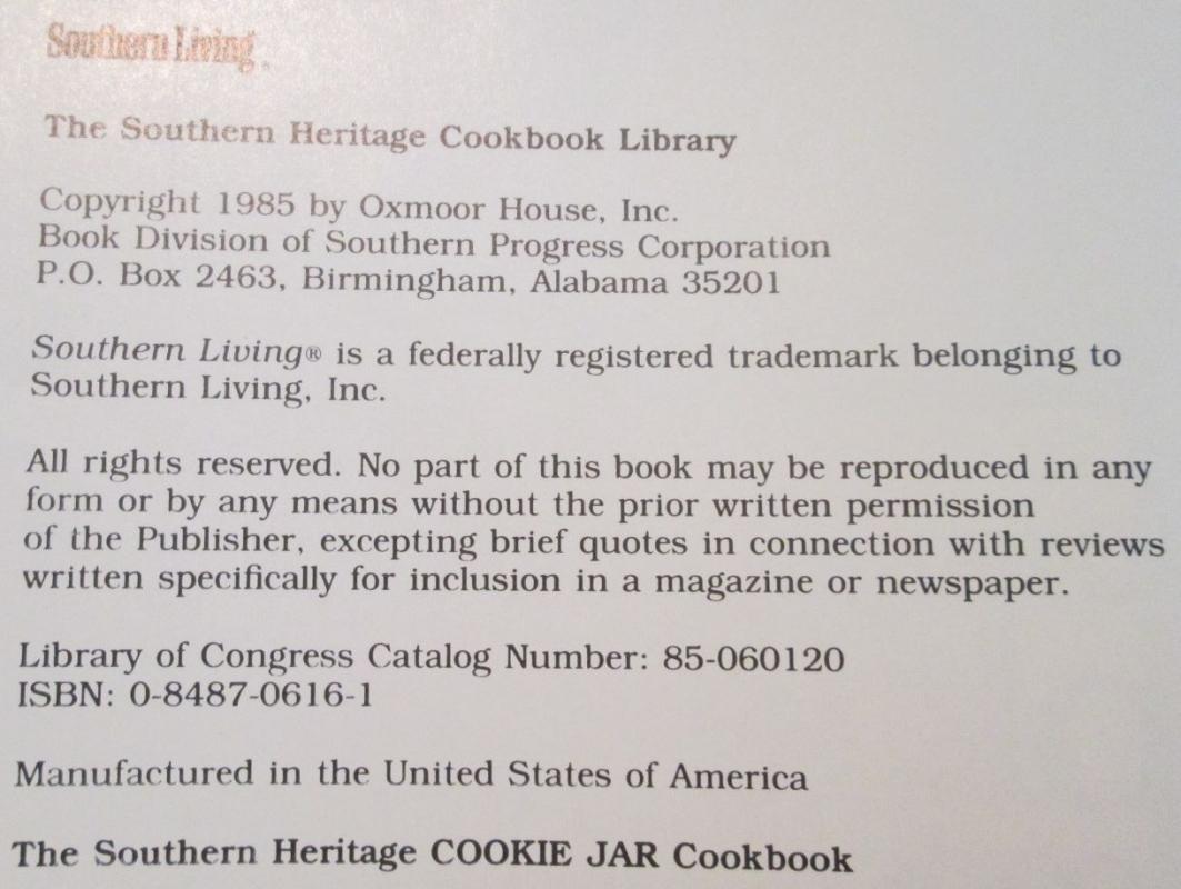 COOKIE JAR Cookbook Southern Heritage