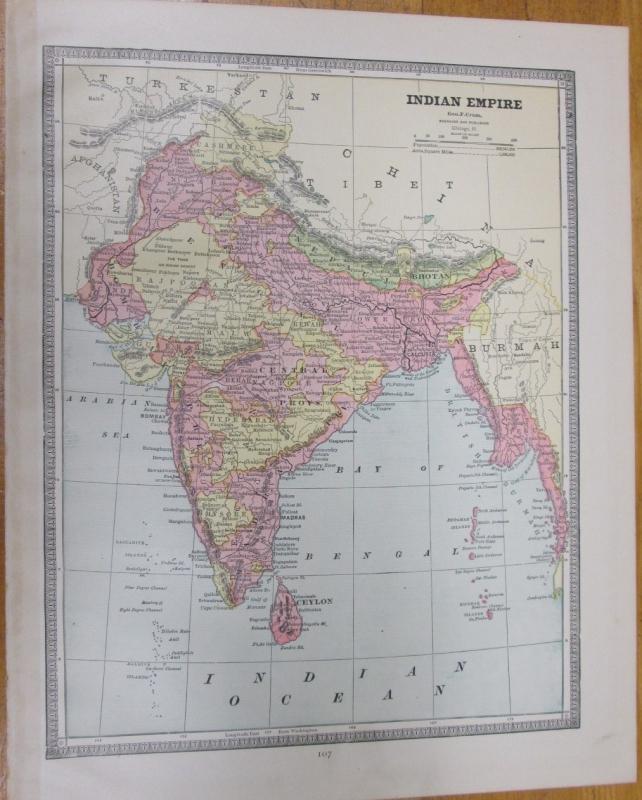 Map China Large Fold Out Crams 1883 Indian Empire