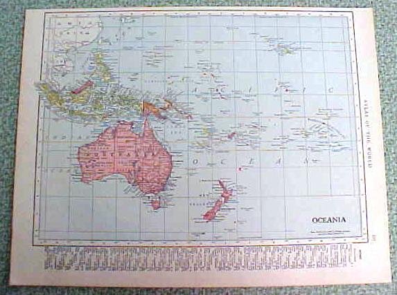 Antique Map Australia New Zealand Oceania 1916