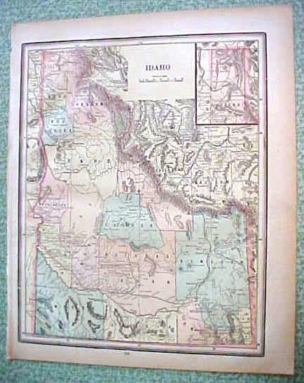 Antique Map Idaho Arizona 1894