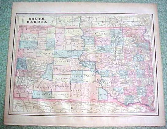 Antique Map South Dakota Kansas 1894