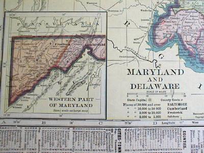 Antique Map Maryland Delaware Ohio 1904