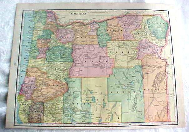 Crams Map Washington Oregon 1898 Antique