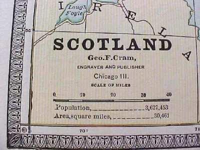 Antique Map England Scotland Crams 1883