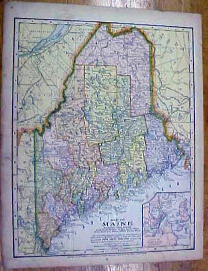 Antique Map Maine/South America 1902