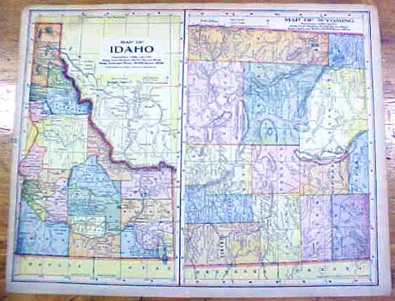 Antique Map Colorado/Idaho/Wyoming 1902 Crowell