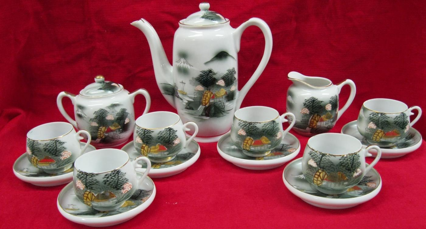 Beautifully Hand Painted Lithopane China 15 Piece Tea set