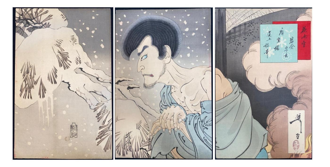 Snow, Moon and Flowers: Snow, the Actor Onoe Baiko in the Role of Iwakura no Sogen - 1890 - Tsukioka Yoshitoshi (1839-1892) - Japan - Meiji period (1868-1912)