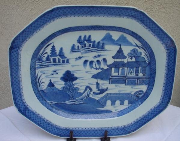 C. 1840-1850 BLUE CANTON PLATTER 17