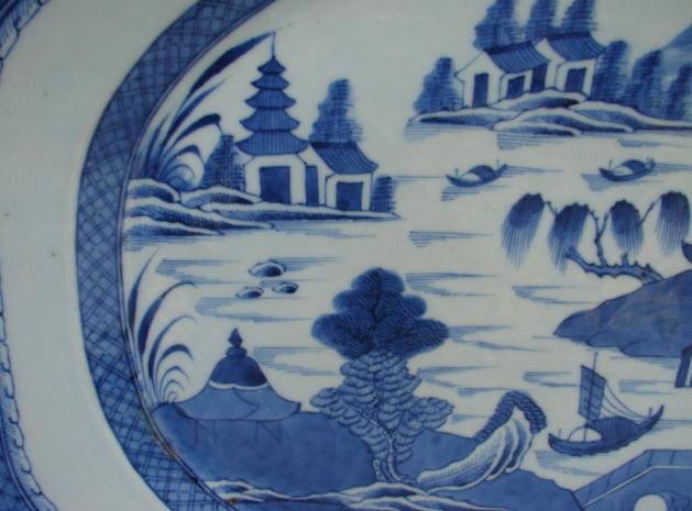 C. 1840-1850 BLUE CANTON PLATTER 17