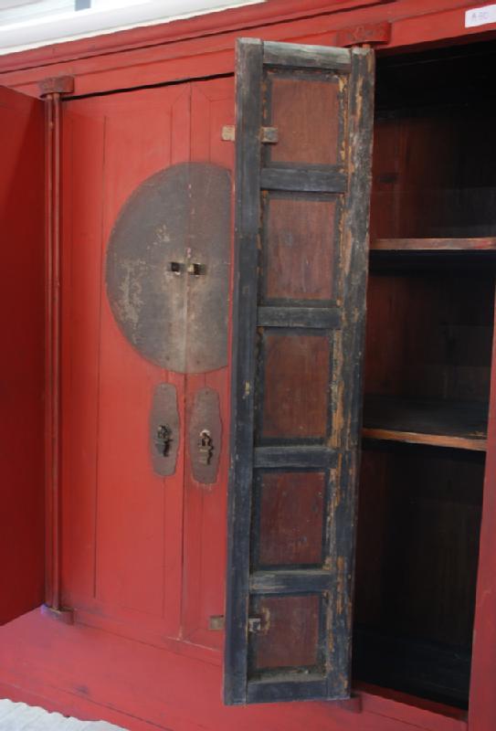 Antique Chinese Red Lacquered Wedding Cabinet