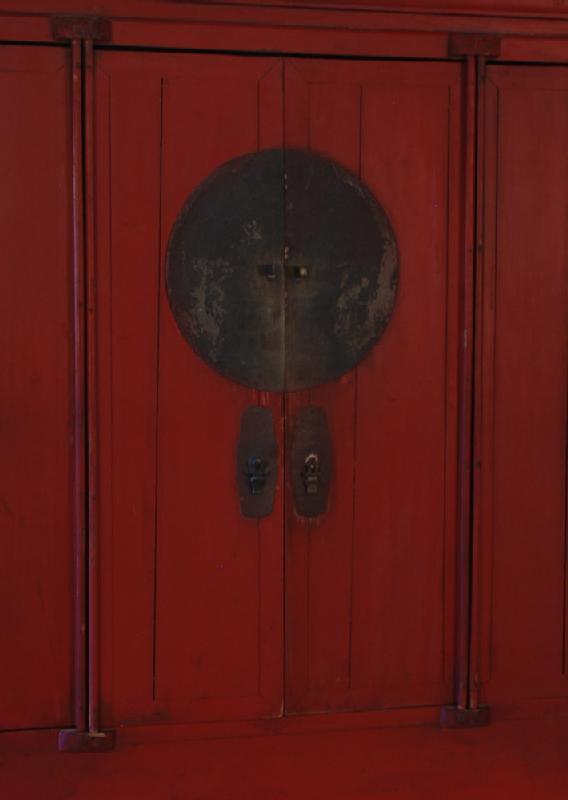 Antique Chinese Red Lacquered Wedding Cabinet