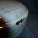 ANTIQUE GERMAN CHICKEN WIRE GRANITEWARE ENAMEL OVAL BREAD BOX KEEPER