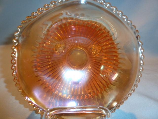 Vintage Jeannette Carnival Glass Bowl Marigold Anniversary Iridescent Footed