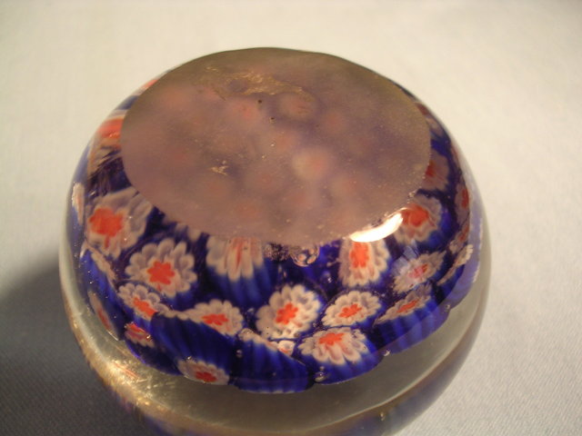 GLASS BALL PAPER WEIGHT WITH FLORAL DESIGN