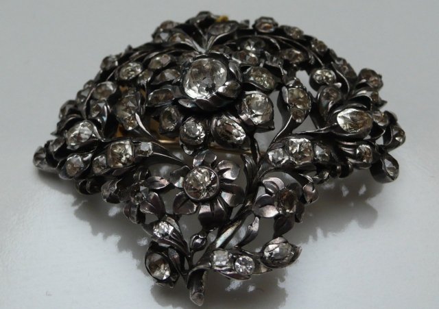 Victorian Sterling Paste Flower Brooch