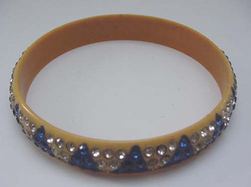 Vintage Celluloid Bangle with blue and white 