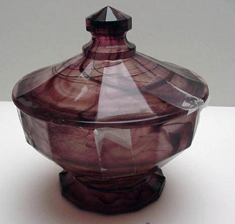 Davidson's Cloud Glass Mauve Covered Candy Dish