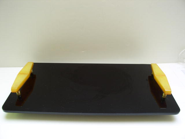 Bakelite vintage English Tray with Deco Yellow