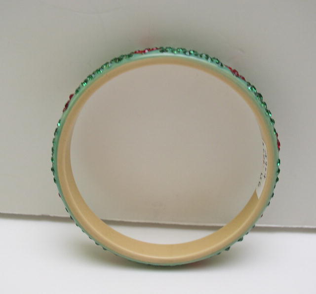 Celluloid vintage Green and Red Deco Bangle