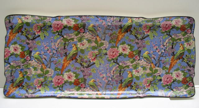 Crown Ducal  Blue Chintz Tray with Candlesticks