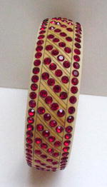 Celluloid Vintage Bangle with Red Rhinestones