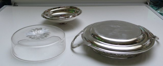 Victorian Silver Plate Round Butter Dish/glass liner