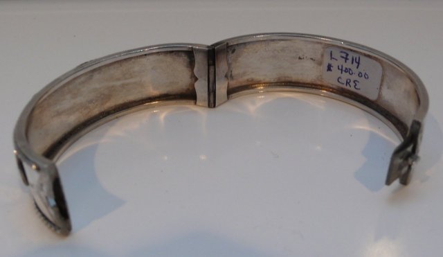 Victorian Sterling Silver Double Buckle  Bangle