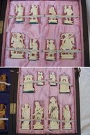 Antique Oriental hand Carved Ivory Chess Set