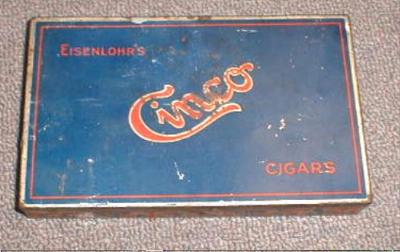OLD! Eisenlohr's Cinco Cigar Tin Box - RARE