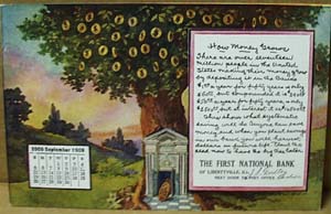 Calendar September 1909 Bank Postcard