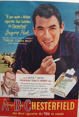 Gregory Peck & Chesterfield Ad 1950