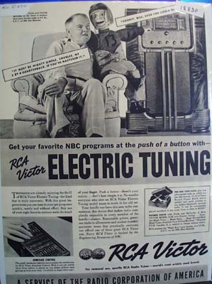 RCA Victor radio. Black and white ad of a man