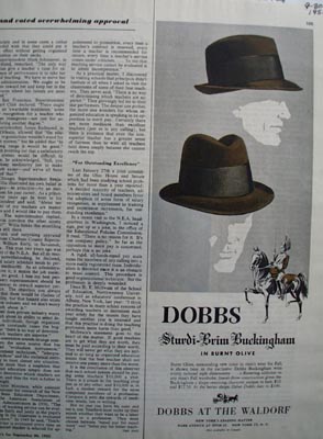 Dobbs burnt olive hat Ad 1955