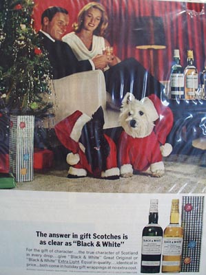 Black and White scotch clearly the best gift Ad 1964.