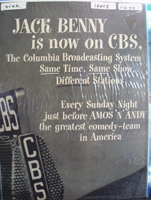 CBS Jack Benny Ad 1949.