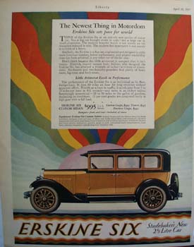 Erskine Six Newest Thing in Motordom Ad 1927