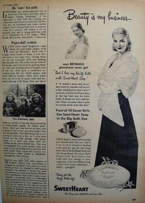 SweetHeart Soap And Cover Girl Brynhild Ad 1950