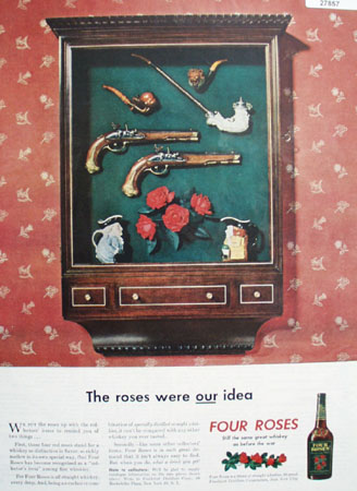 Four Roses Whiskey And Shadow Box Ad  1946