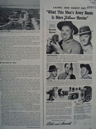 Laurel And Hardy Bell and Howell Ad 1941