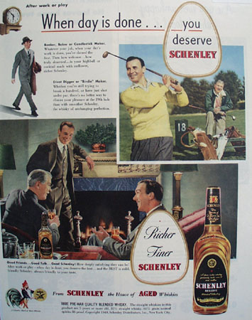 Schenley Whiskey Golf Scene 1949 Ad