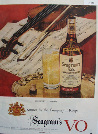 Seagrams V.O. Canadian Whiskey Violin 1950 Ad