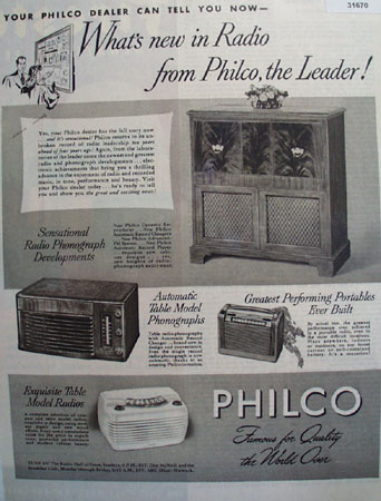 Philco Radio Famous for Quality 1945 Ad